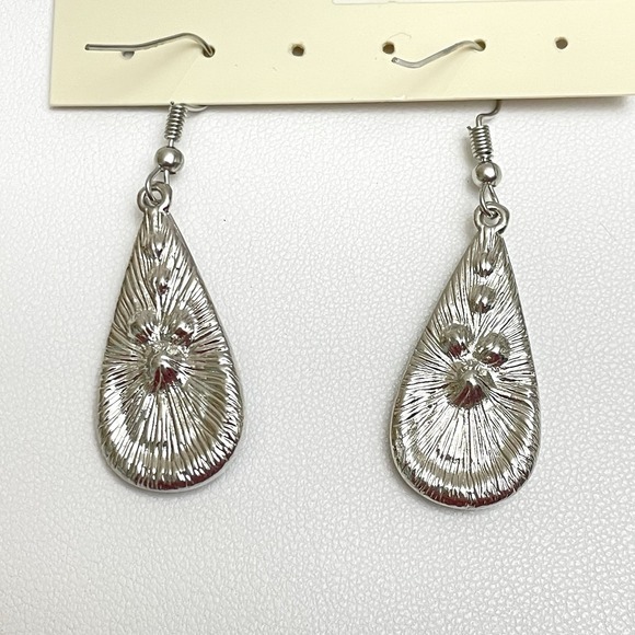 Mudd Dangle Silver Teardrop Earrings Gems‎ Beads Geometric - Picture 5 of 8